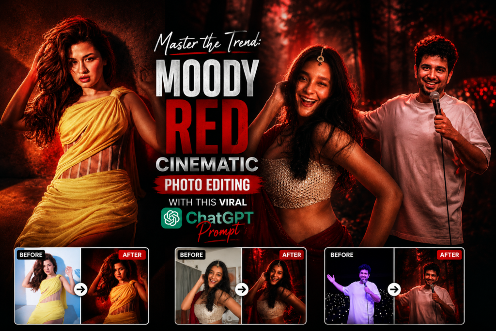 Master the Trend: Moody Red Cinematic Photo Editing with This Viral ChatGPT Prompt
