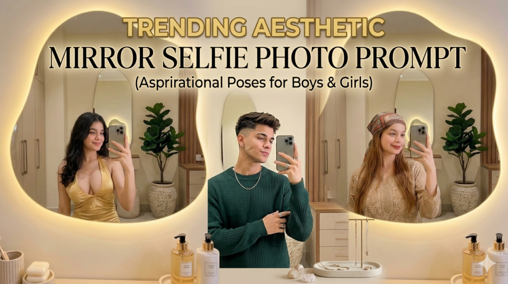 Trending Aesthetic Mirror Selfie Photo Prompt (Boys, Girls)  Gemini : rgedit.in